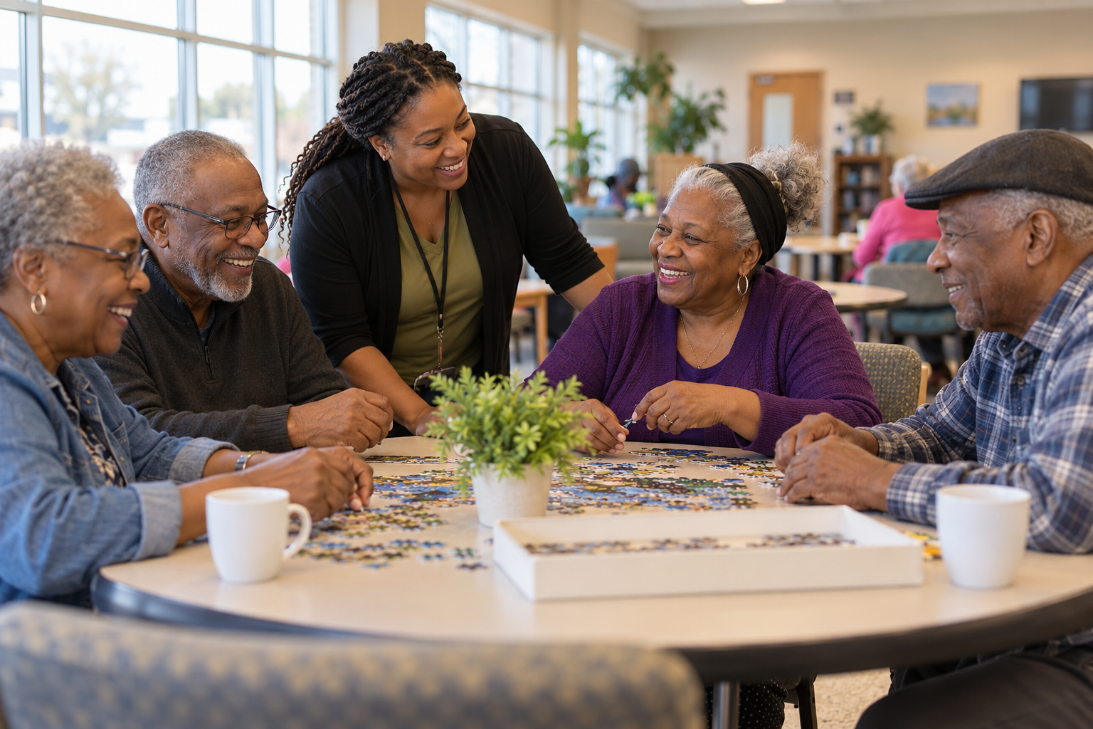 Seniors participating in a community center program